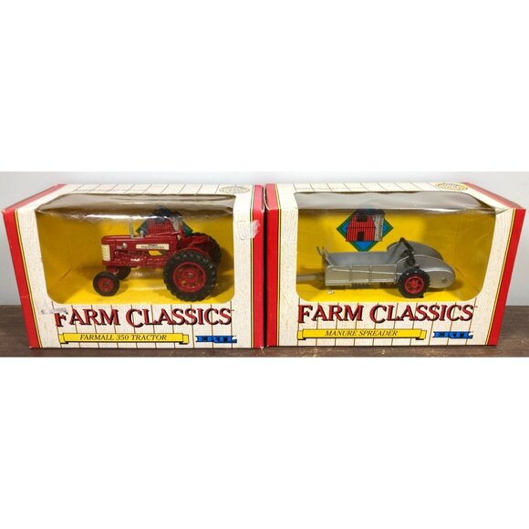 Ertl Farm Classics IH Farmall 350 Tractor & Manure Spreader Diecast 1/43 Lot - Picture 1 of 8